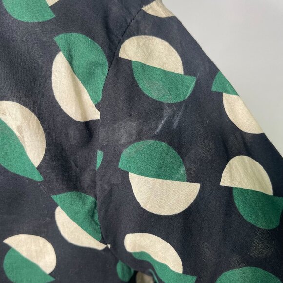 Nice Things Women's Black Green Polka Dot Pattern Button Down Blouse Size M - Picture 10 of 13